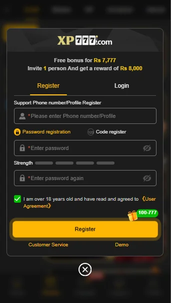 XP777 Game regestration