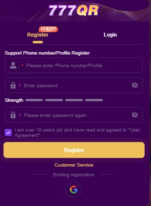 777QR Game registeration