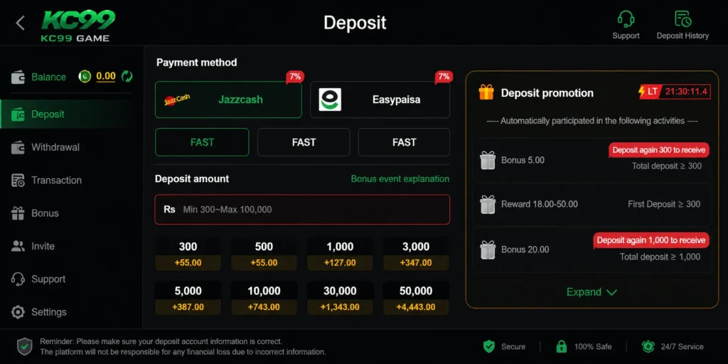 KC99 Game deposit
